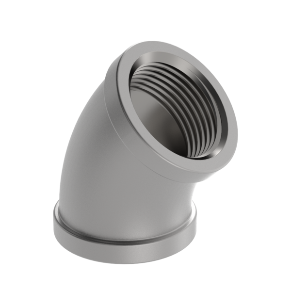 PF1T-045-JM 2 1/2 in Threaded 45 Elbow T304 Stainless Steel Heavy Cast MSS SP114 Pipe Fitting